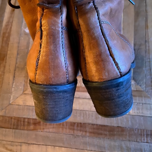 Hibou brown, heeled, laced combat boots - Picture 4 of 7